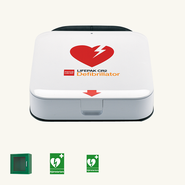 Hjärtstartarpaket Lifepak CR2 med plåtskåp, HLR dockor & hjärtstartare. Fri frakt över 800 kr, alltid med snabb leverans.